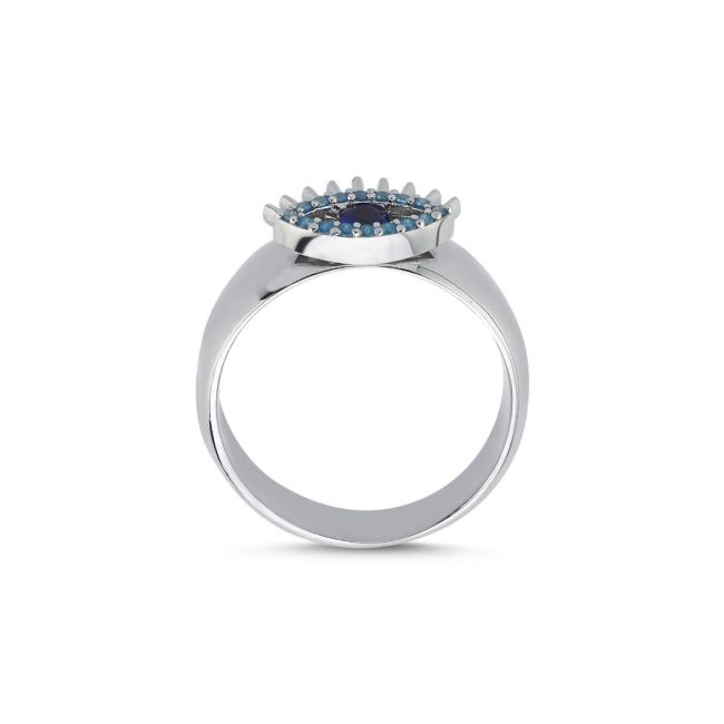 Eyelashed Eye Women's Silver Ring - 4