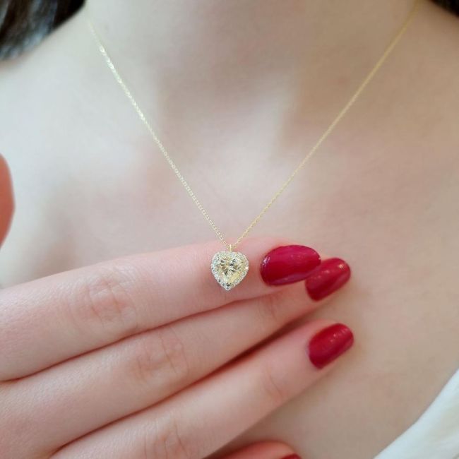 Fancy Yellow Heart Silver Women's Necklace - 2