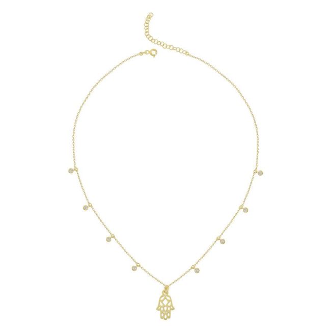 Fatima Hand Stone Charm Women's Silver Necklace - 2