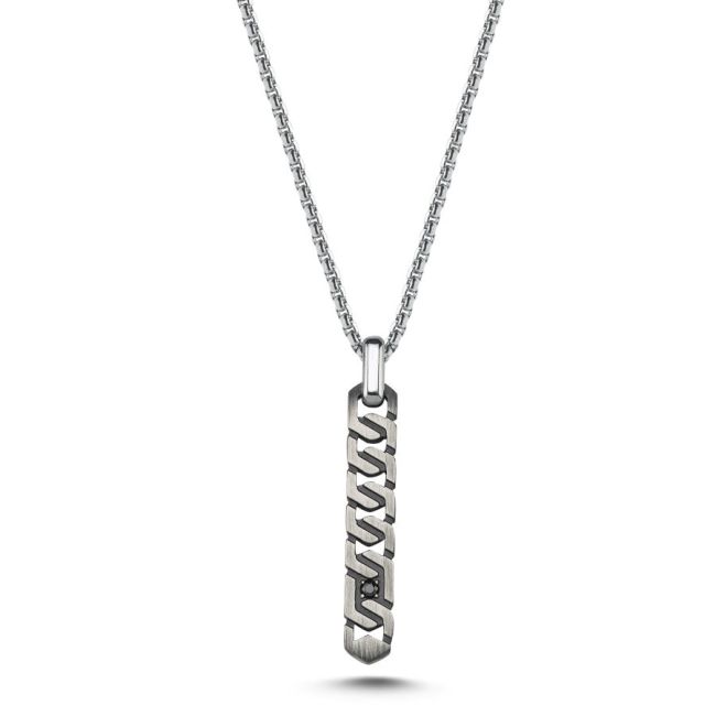 Zipper Antique Steel Men's Necklace - 1