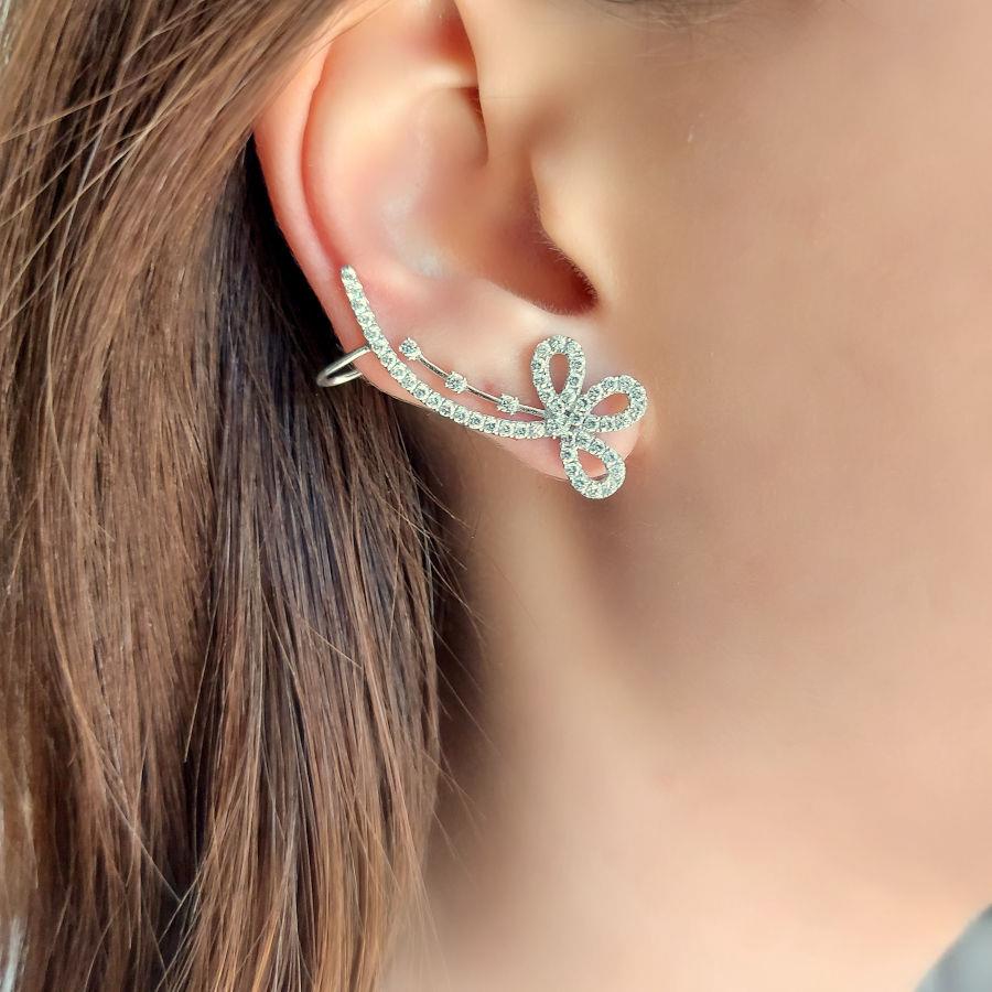 Flora Cuff Silver Women's Earrings - CNG Jewels