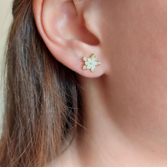 Flora Minimal Gold Silver Women's Earrings - 1
