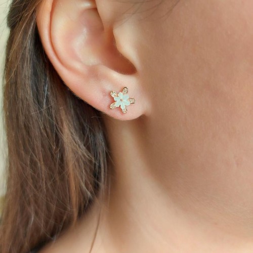Flora Minimal Rose Gümüş Kadın Küpe - CNG Jewels