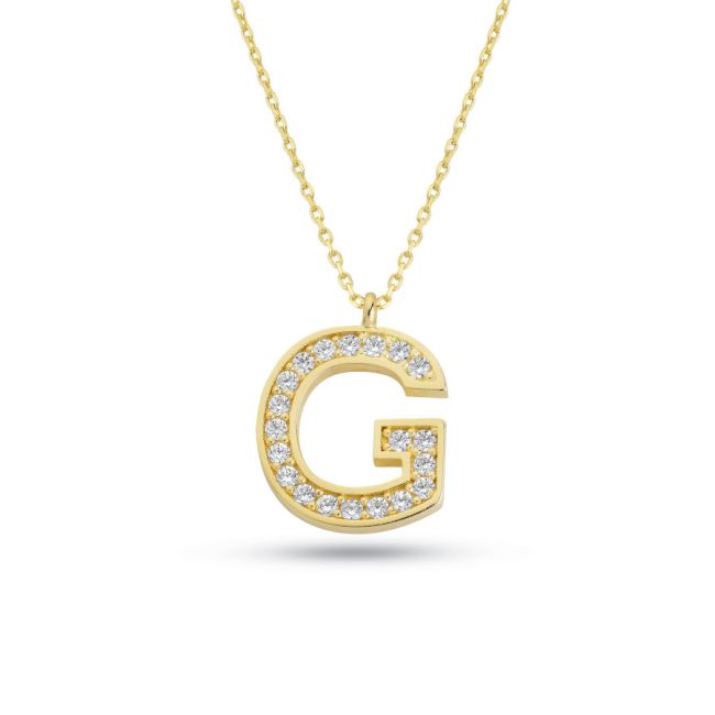 G Letter Stone-set Gold Necklace