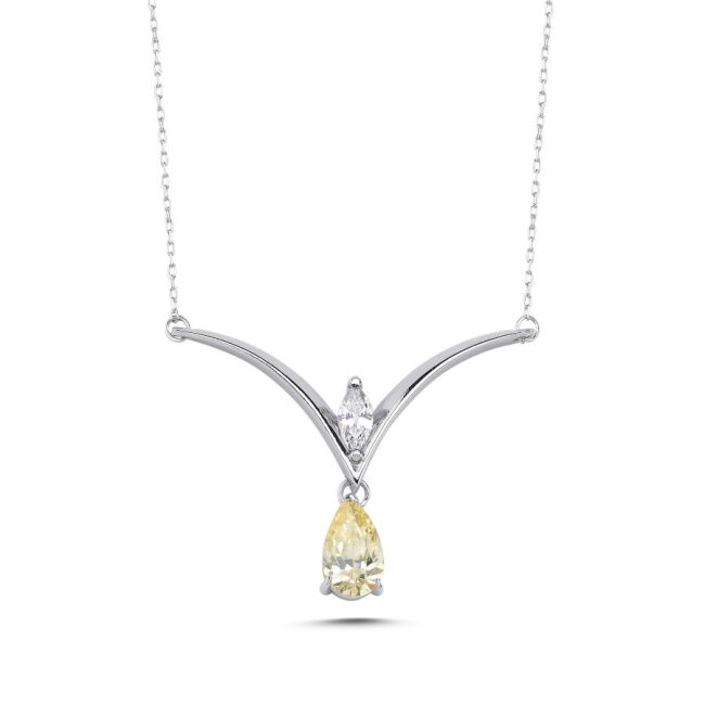 Gaviota Yellow Drop Silver Women's Necklace - 1