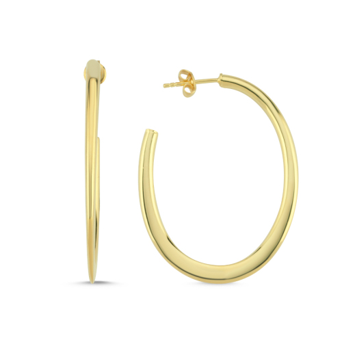 Gold Oval Halka Gümüş Küpe - CNG Jewels