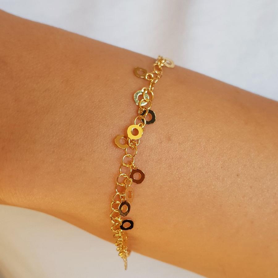Perforated Sequined Dangle Gold Silver Women's Bracelet - CNG Jewels (1)