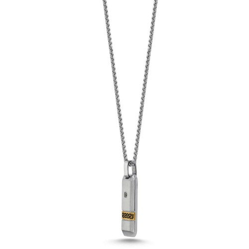 Greek Patterned Matte Plate Steel Men's Necklace - CNG Jewels (1)