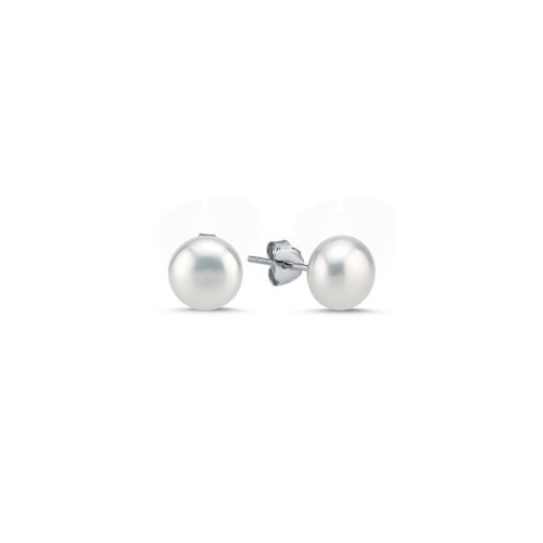 Silver Minimal Round Pearl Earrings - CNG Jewels