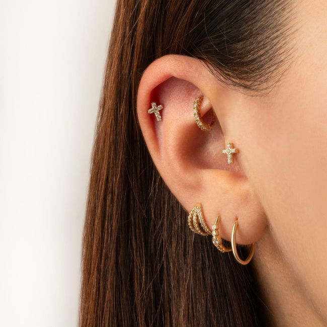 Haç Altın Helix Piercing - 2