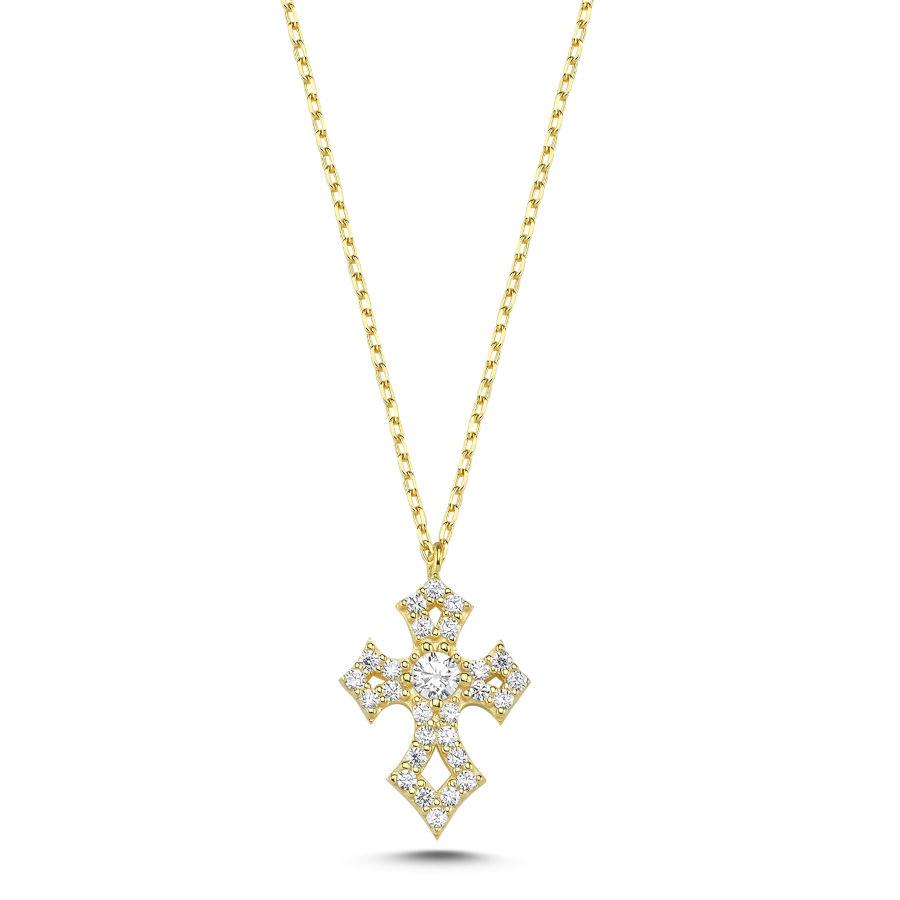 Haç Gold Gümüş Kadın Kolye - CNG Jewels