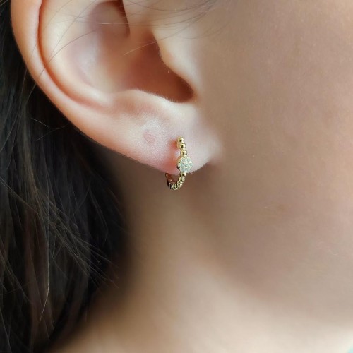 Hoop Earrings With Balls - Thumbnail