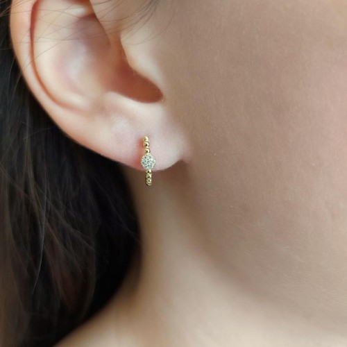 Hoop Earrings With Balls - Thumbnail