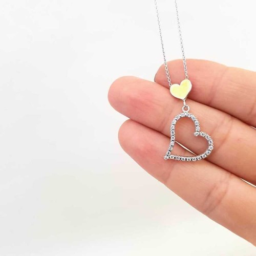 Two Heart Silver Women's Necklace - CNG Jewels (1)