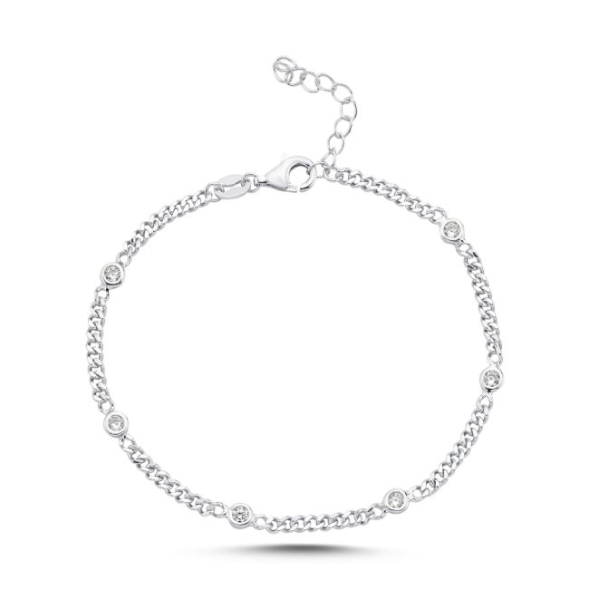 Minimal Gurmet Interlaced Stone Silver Bracelet - 2