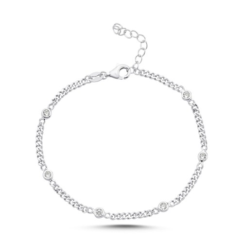 İnce Gurmet Aralıklı Taşlı Gümüş Bileklik - CNG Jewels (1)