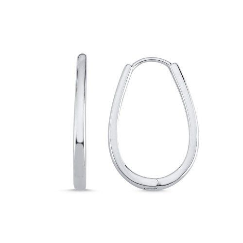 Oval Hoop Women's Silver Earrings - CNG Jewels