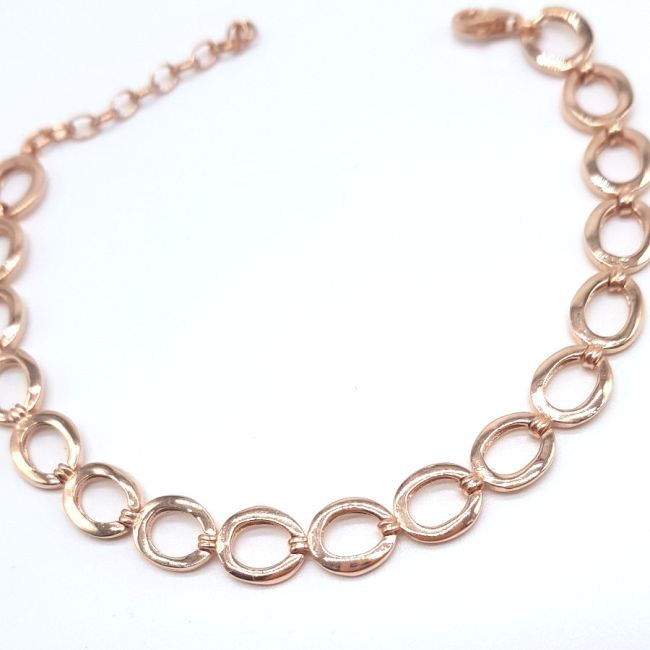 Rose Silver Anklet with Large Hoops - 2