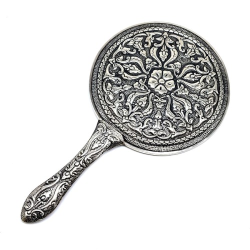  Ivy Extra Large Silver Hand Mirror No.5 - Thumbnail