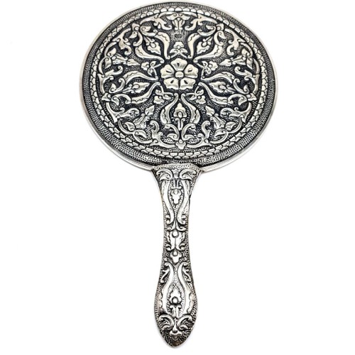  Ivy Extra Large Silver Hand Mirror No.5 - Thumbnail