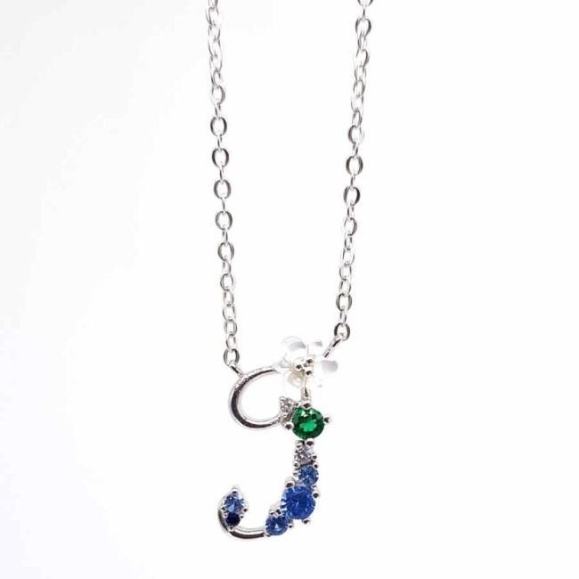 Letter J Floral Women's Silver Necklace - 1