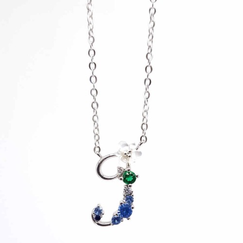 J Harfi Çiçekli Kadın Gümüş Kolye - CNG Jewels