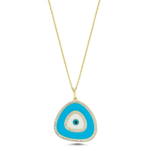 Jessy Blue Evil Eye Silver Women's Necklace 
