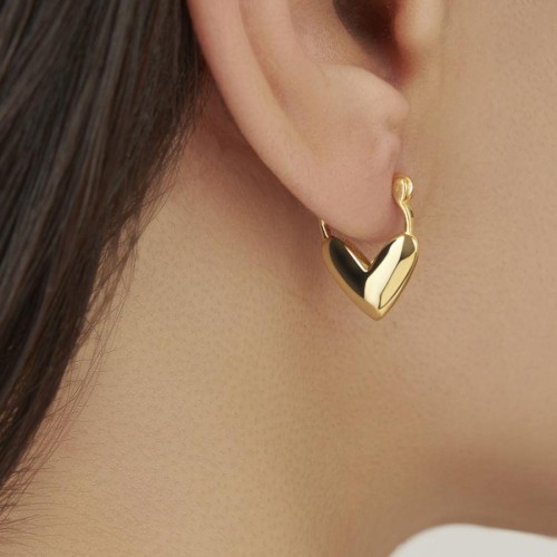 Kalp Gold Gümüş Kadın Küpe - CNG Jewels