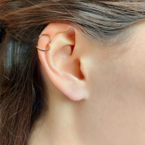 Heart Rose Cartilage Cuff Silver Women's Earrings - 1