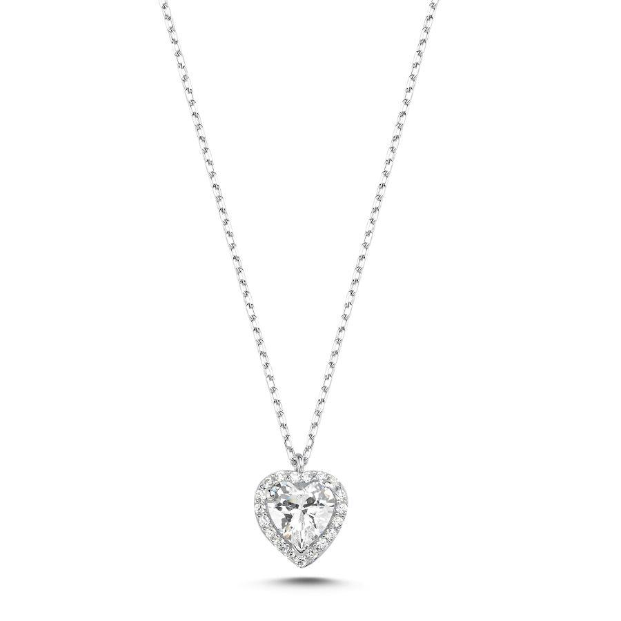 Heart Solitaire Silver Women's Necklace - CNG Jewels