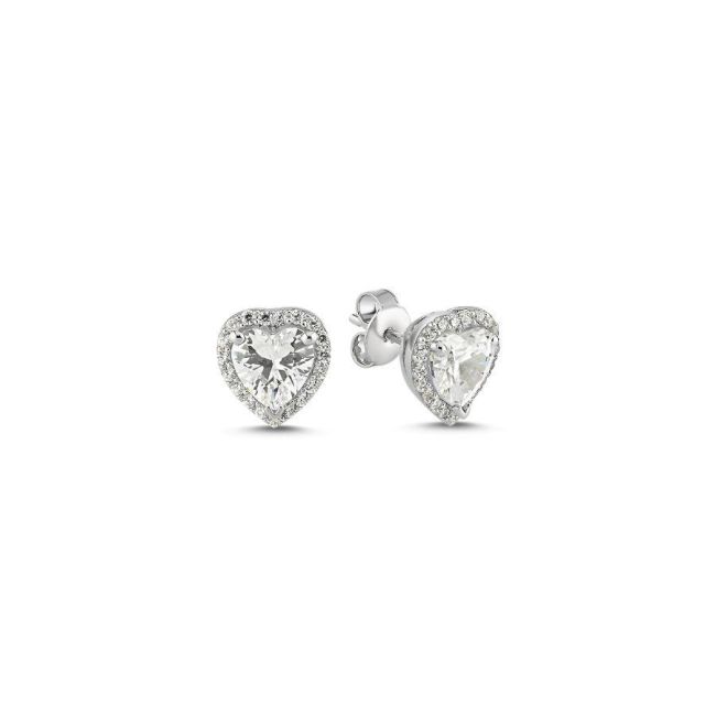 Heart Solitaire Silver Women's Earrings