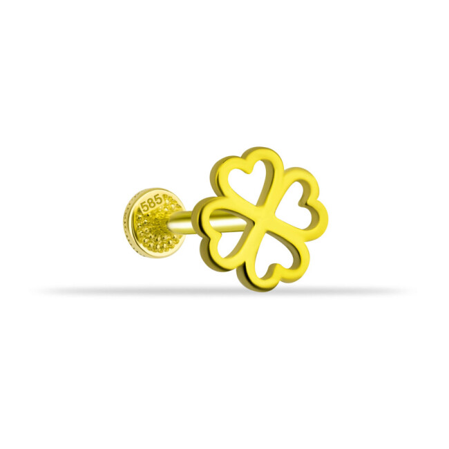 Heart Clover Gold Tragus Piercing - 1