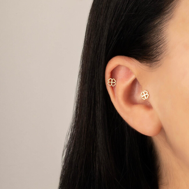 Heart Clover Gold Tragus Piercing - 2