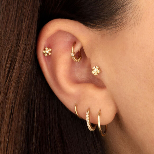 Snowflake Gold Tragus Piercing - 2