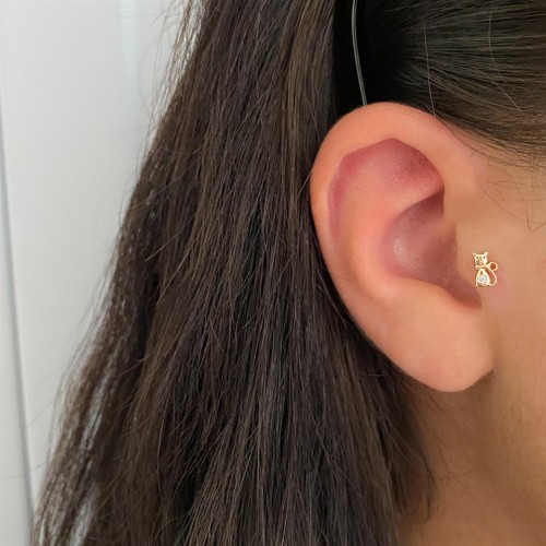 Kedi Altın Tragus Piercing - Thumbnail