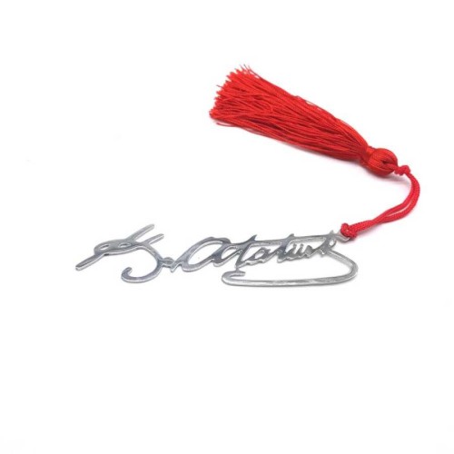  Kemal Atatürk Signature Silver Bookmark - Thumbnail