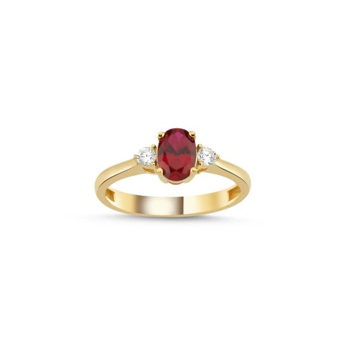 Kırmızı Ruby 14 Ayar Altın Yüzük - 1
