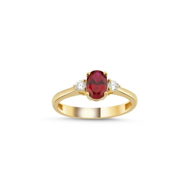 Kırmızı Ruby 14 Ayar Altın Yüzük - 1
