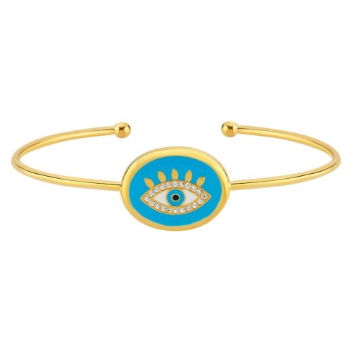 Eyelash Blue Eye Design Silver Women's Bracelet - 3