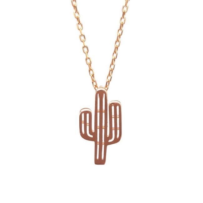 Small Cactus Rose Silver Women's Necklace - 1