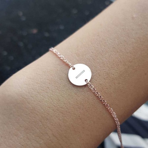Small Round Plate I Letter Rose Gold Silver Women's Bracelet - CNG Jewels
