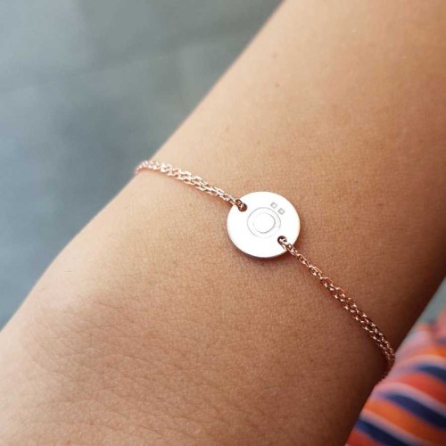 Küçük Yuvarlak Plaka Ö Harfli Rose Gold Gümüş Kadın Bileklik - CNG Jewels