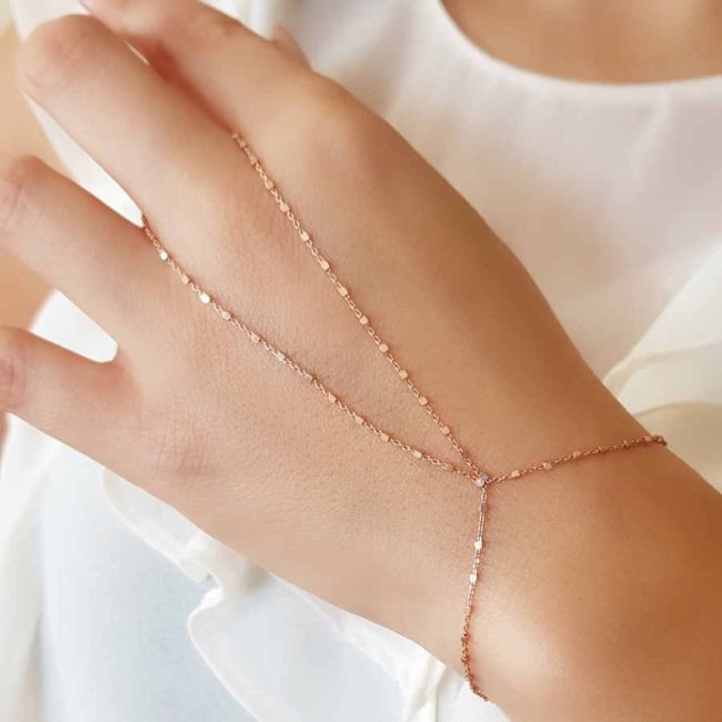 Cube Chain Rose Silver Shahmaran Bracelet - 1