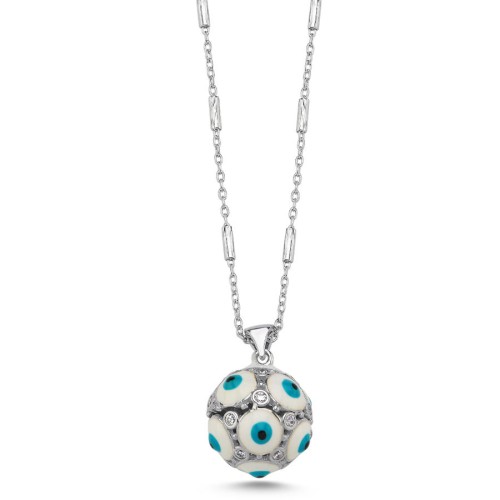 Globe Evil Eye Women's Silver Necklace - 1