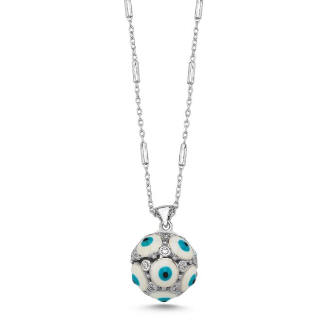 Globe Evil Eye Women's Silver Necklace - 1