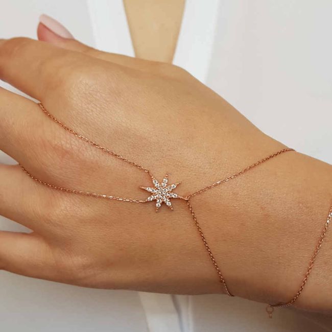 Kutup - Kuzey Yıldızı Rosegold Gümüş Şahmeran Bileklik - 1