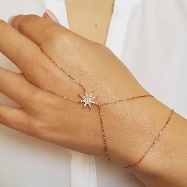 Kutup - Kuzey Yıldızı Rosegold Gümüş Şahmeran Bileklik - 2