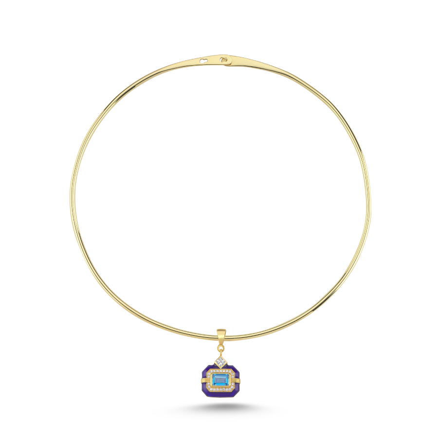 Lacivert Oktagon Charm Tasma - CNG Jewels