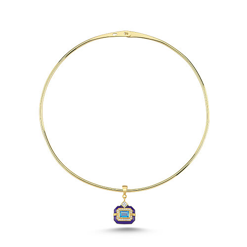 Lacivert Oktagon Charm Tasma - CNG Jewels