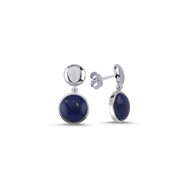 Lapis Lazuli Stone Women's Silver Earrings - 1